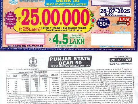 Punjab State Dear 50 Weekly Lottery