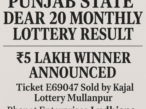 Punjab State Dear 20 Monthly Lottery Result