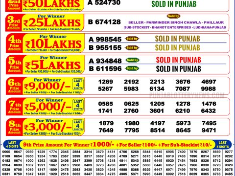 Punjab State Dear Baisakhi Bumper Lottery Result 2026